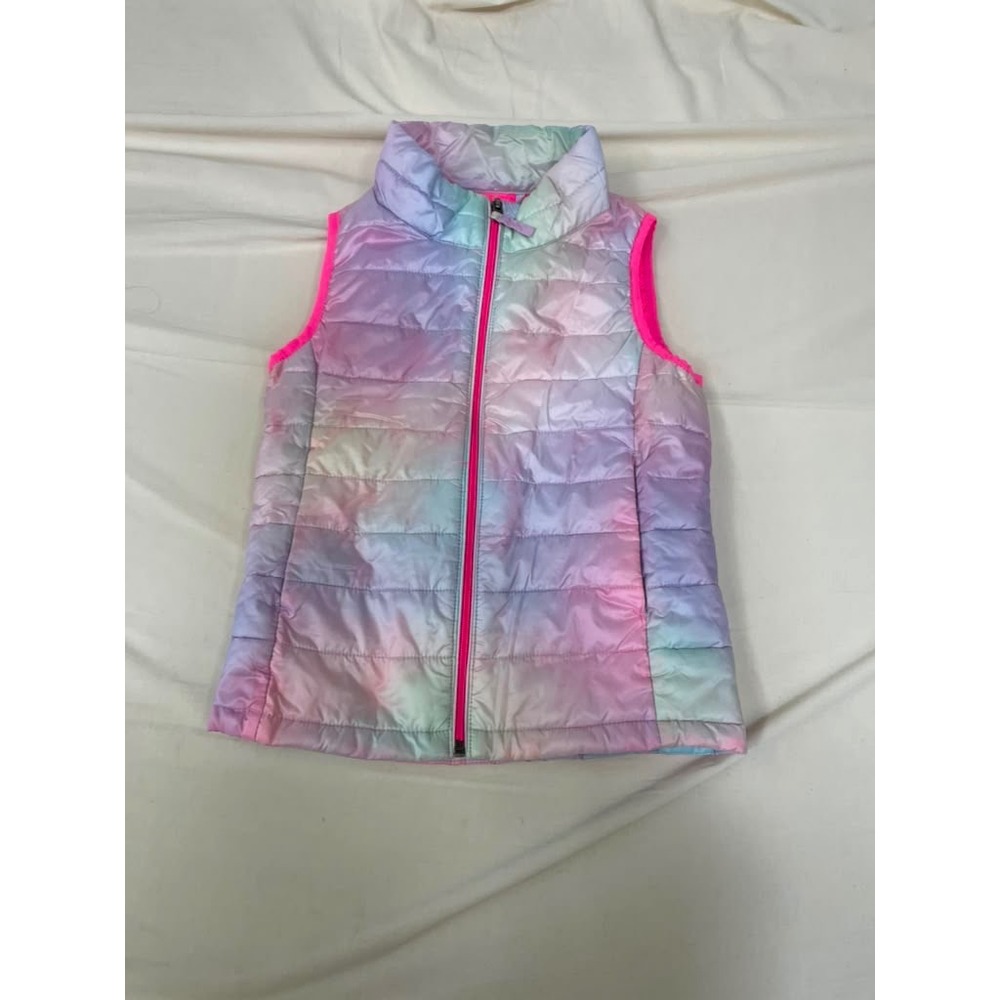 Amazon Essentials Girls Lightweight‎ Puffer Vest Tie Dye Pastel Pink Blue Large